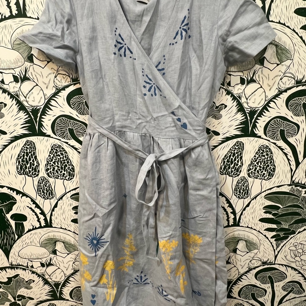 Light Blue Floral Wrap Dress